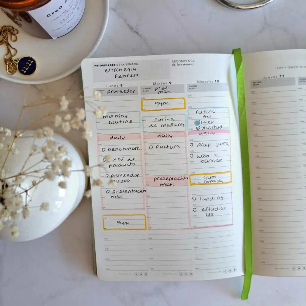 Crea una mejor concentración, planeando tu semana con tu agenda