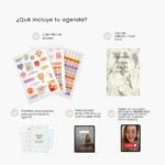 Contenido incluido en la agenda Planifesting 2026: tres planillas de stickers decorativos, libro de reflexión “Todo inicia”, plantillas descargables para personalizar, acceso a la vision board party “Dile sí a tus sueños” y sesión en vivo para aprender a usar la agenda.