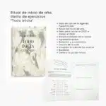 Libro de ejercicios “Todo inicia” incluido en la agenda Planifesting 2026 con guía de uso, ritual de inicio de año, cierre de 2025, reflexiones, agradecimientos, círculo de la vida, visualización de sueños, bucketlist y carta a tu yo del futuro.