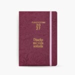 agenda de piel Planifesting 2027 Borgoña "Diseño mi vida soñada" con flores en relieve y hot stamping dorado
