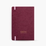 contraportada Borgoña agenda de piel Planifesting 2027 con flores en relieve y logo OREM un estilo de vida