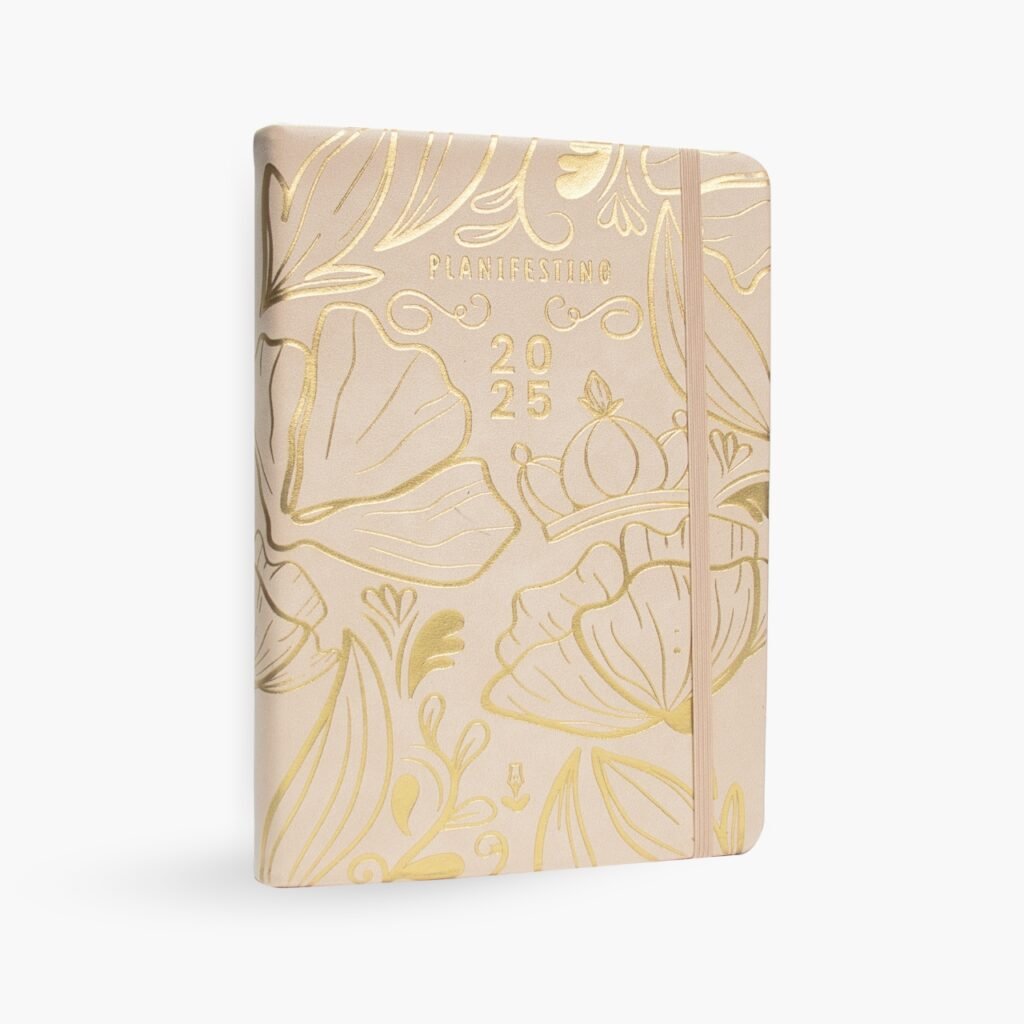 Agenda de piel sintética color rosa
