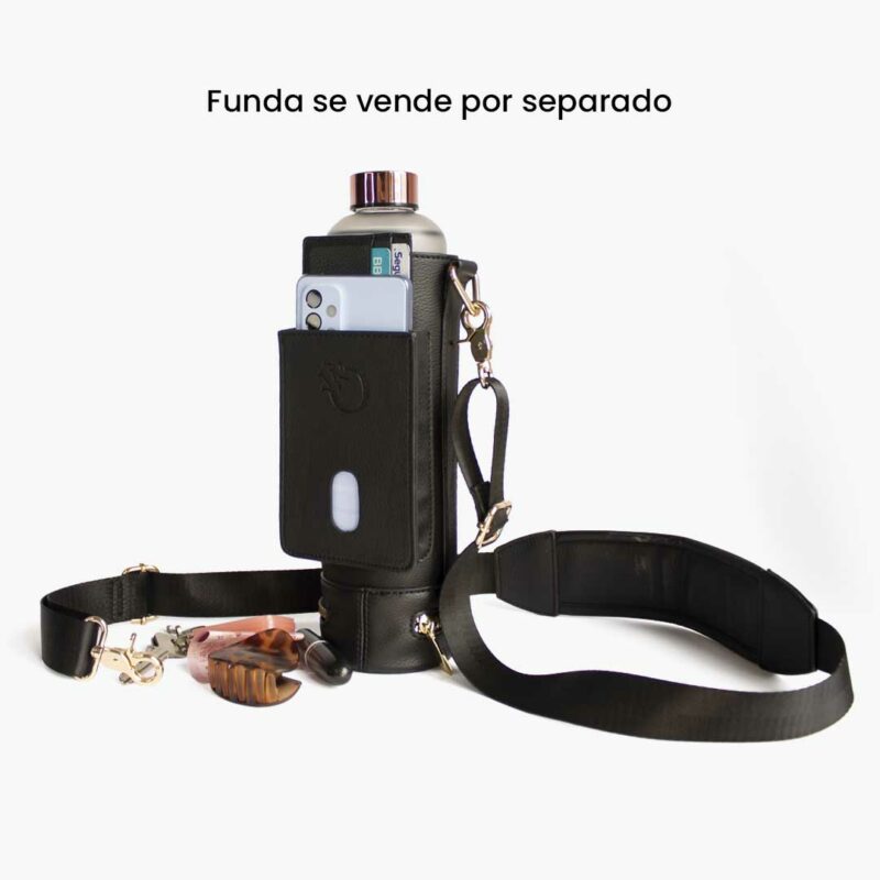 Botella de vidrio con funda de piel
