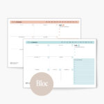 Bloc semanal pequeño en dos colores azul y naranja
