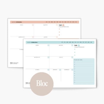 Bloc semanal pequeño en dos colores azul y naranja