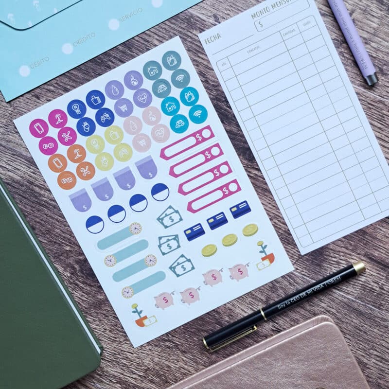 Stickers incluidos en tu diario de finanzas personales
