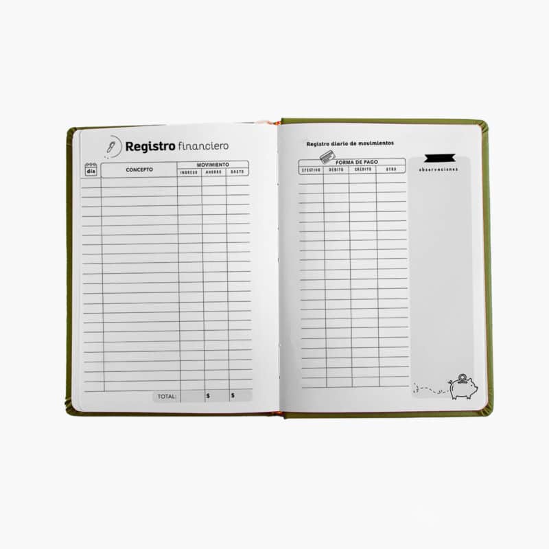 Diario de finanzas personales Yees al dinero OREM con páginas de registro financiero y control diario de movimientos
