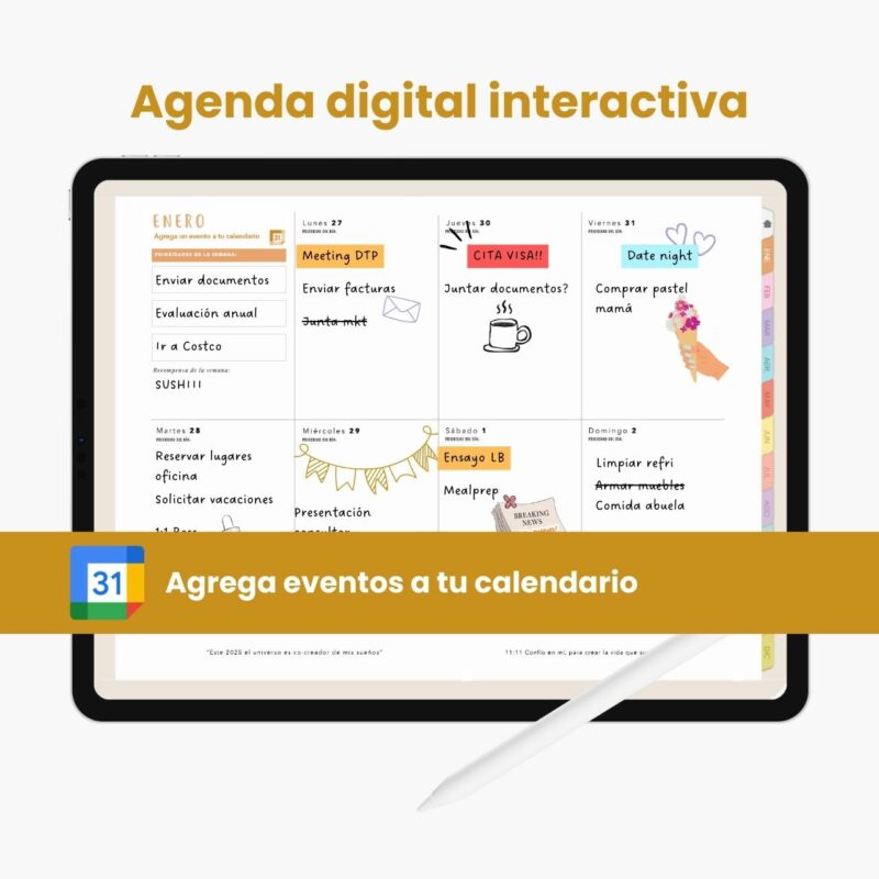 Agenda digital interactiva OREM con integración a Google Calendar para agregar eventos
