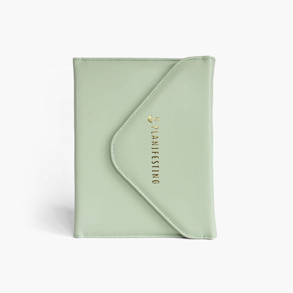 Funda para agenda estilo libro color verde Planifesting