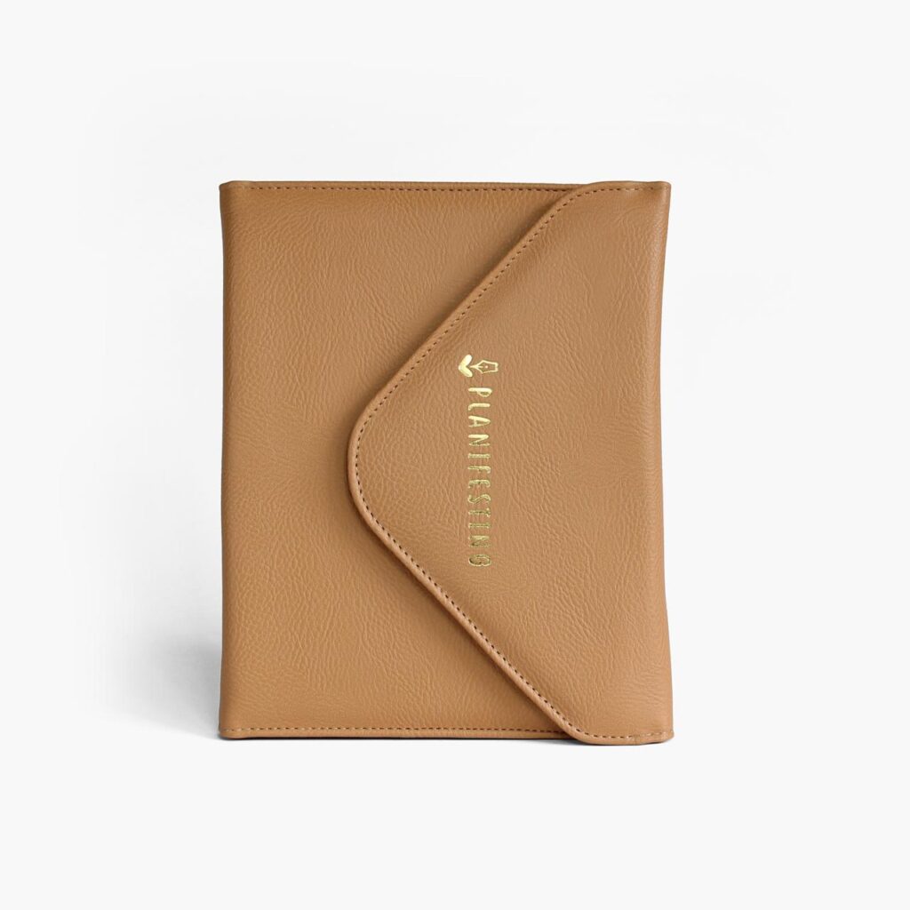 Funda para agenda estilo libro color camel Planifesting