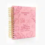 Agenda espiral Planifesting 2026 rosa con flores portada inspiradora