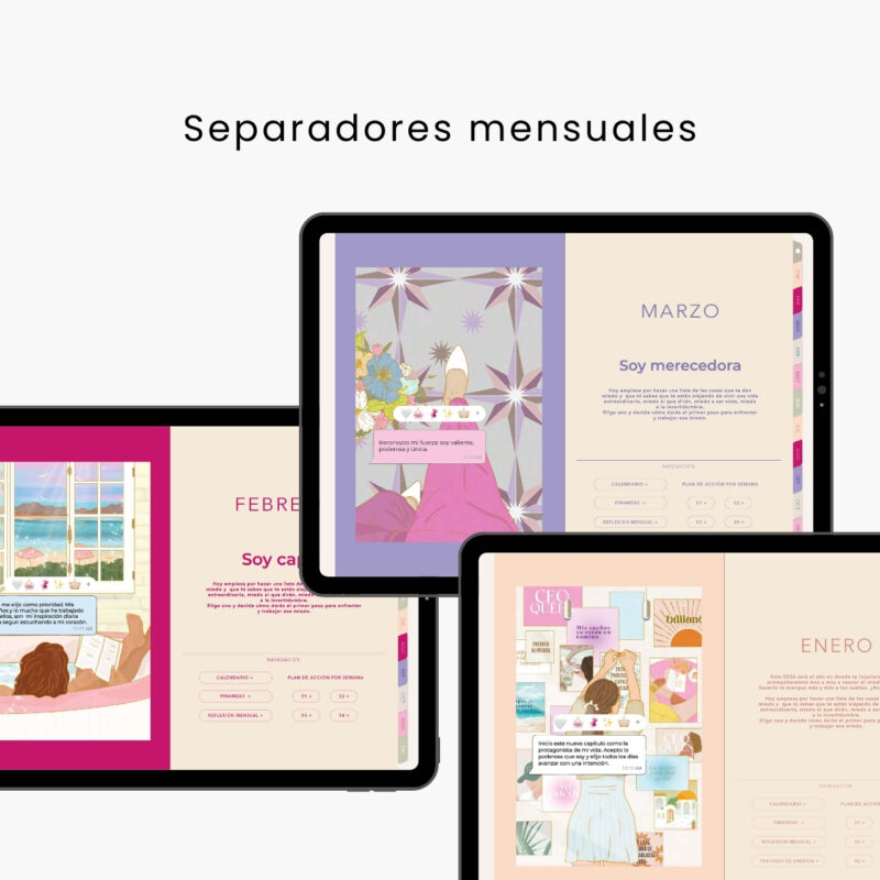 Separadores mensuales ilustrados Agenda Digital 2026