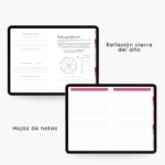 Agenda digital 2026 con sección de reflexión anual y hojas de notas interactivas