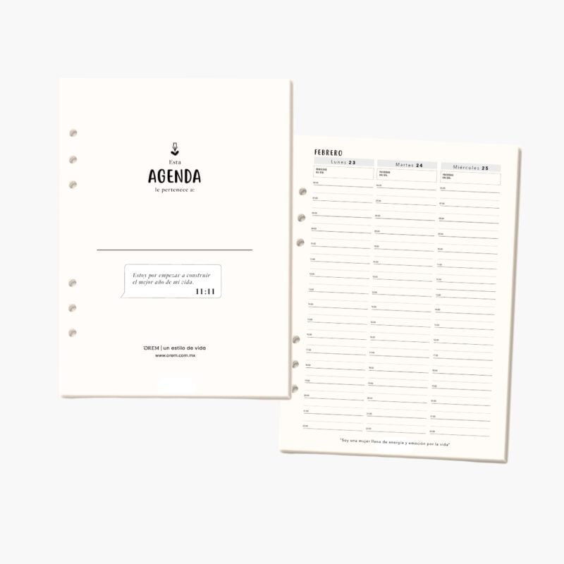Juego completo de repuestos agenda carpeta Planifesting 2026, diseñado para mantener la organización anual, mensual y semanal.