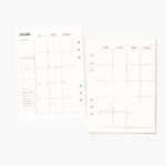 Calendario mensual en los repuestos agenda carpeta Planifesting 2026, con espacio para intenciones, prioridades y checklist mensual