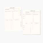 Planner de viajes incluido en los repuestos agenda carpeta Planifesting 2026, con espacio para experiencias, presupuesto y notas.
