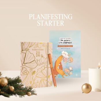 Planifesting Starter | Agenda de piel sintética + Libro de stickers + Pluma
