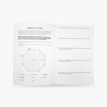 Página del libro “Todo inicia contigo” con ejercicio del círculo de la vida para evaluar equilibrio personal y bienestar.
