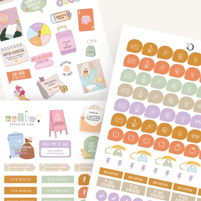 3 planillas de stickers