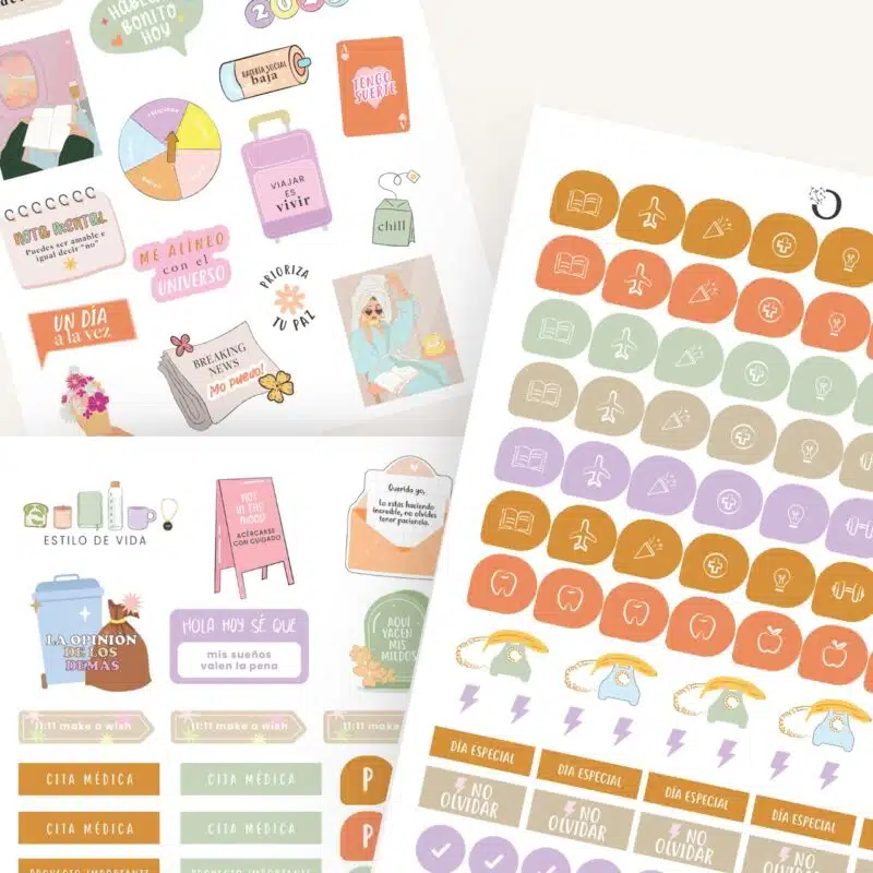 3 planillas de stickers
