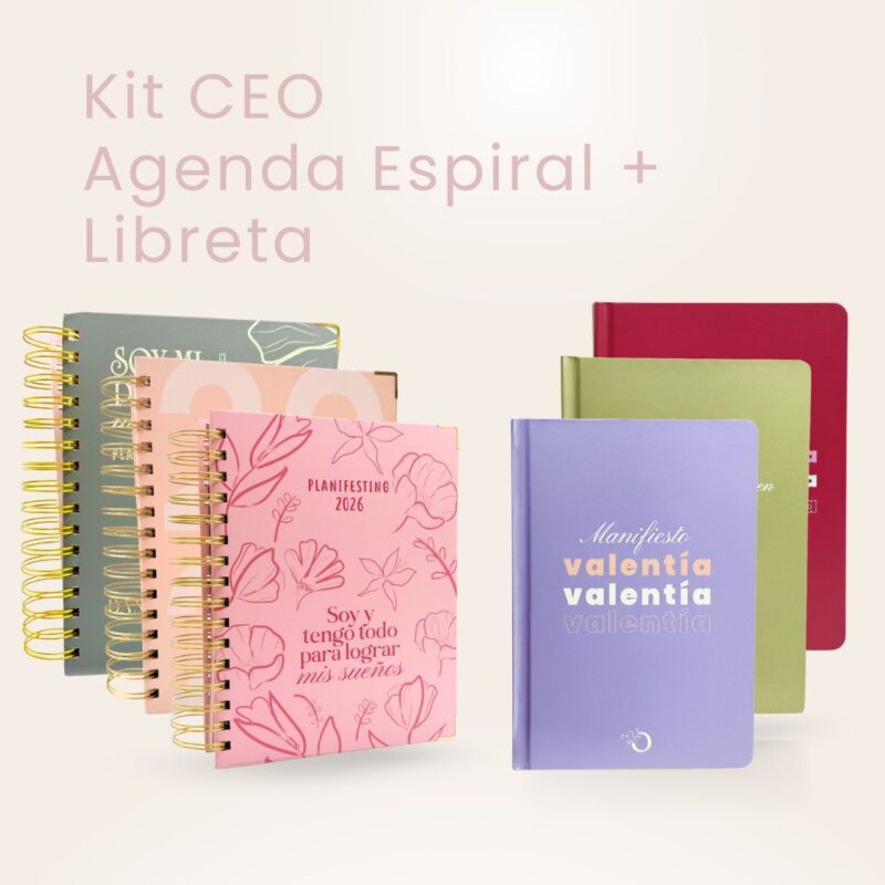Kit CEO 2026 con agenda espiral 2026 del color de tu preferencia y libreta de notas del color de tu preferencia