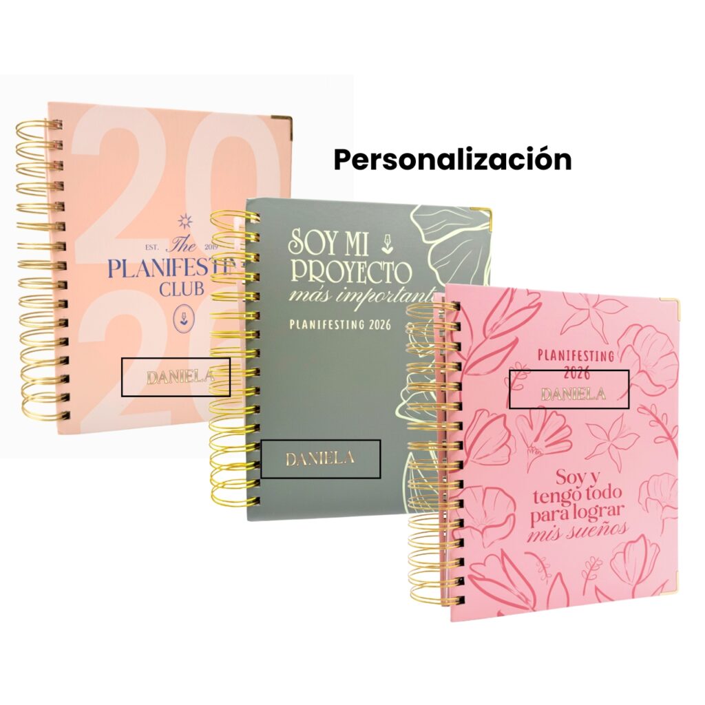 Muestra de personalización de todos los colores de las agendas espiral 2026