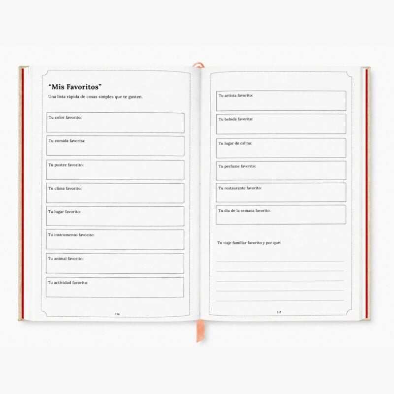 Sección mis favoritos en Cartas de Mamá para guardar gustos recuerdos y preferencias de mamá