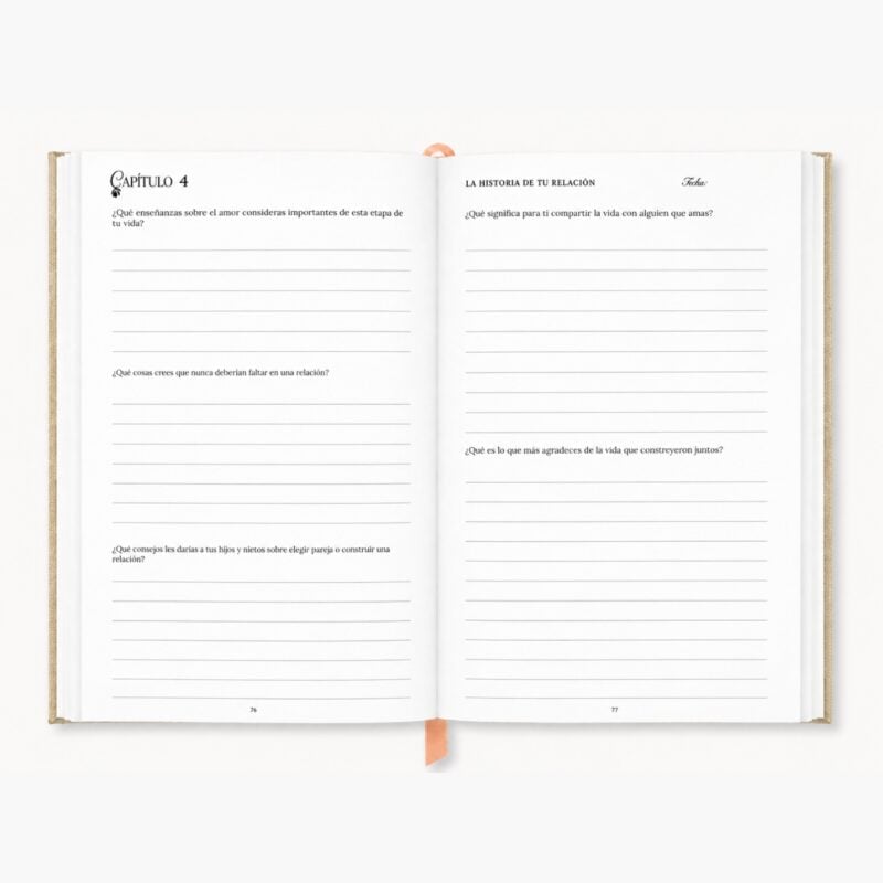 Capítulo historia de tu relación en Cartas de Mamá diario con preguntas sobre amor pareja y familia
