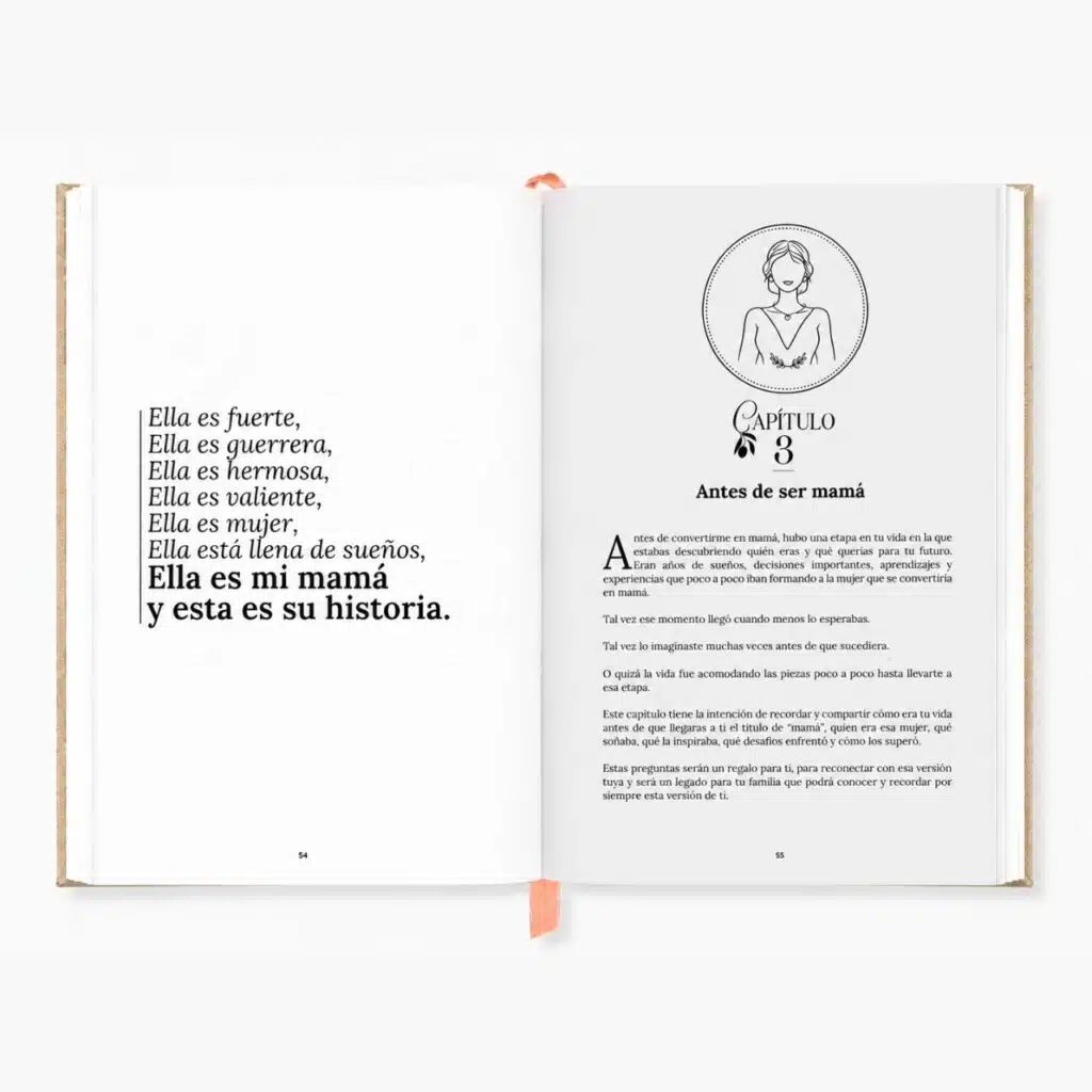 Capítulo antes de ser mamá en Cartas de Mamá libro para guardar recuerdos e historia de vida