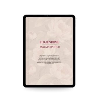 Diario de gratitud ELIGIÉNDOME digital de 90 días mostrado en una tablet