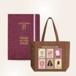Agenda de piel 2027 borgoña Planifesting tipo piel con tote café ilustrado "La lotería de mi vida"