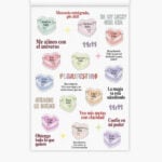 Planilla de stickers OREM de signos del zodiaco y frases de manifestación como "La magia ya está sucediendo