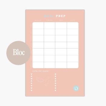 Bloc Meal prep OREM de 21 x 14 cm en rosa con planeador semanal de desayuno, almuerzo, cena, snacks y lista del súper